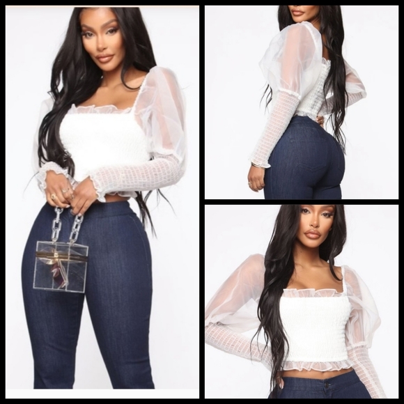 FASHION NOVA cropped puff sleeve - Picture 2 of 6